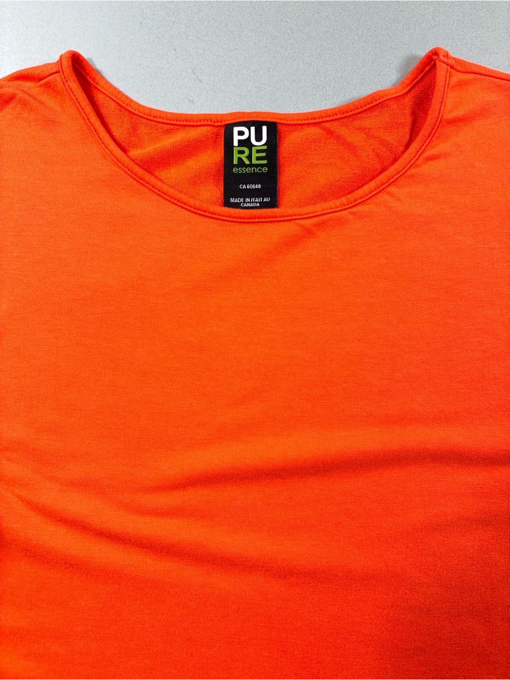 PURE Essence Made in Canada Orange Bamboo Cotton Dolman Sleeve Boxy T-Shirt Top